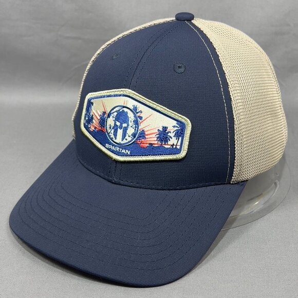 Spartan Snapback Hat Navy OC Outdoor Cap Trucker Mesh Patch Dad Adjustable Mens - Picture 1 of 14